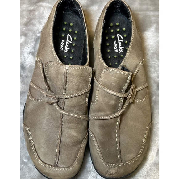 Clarks Womens Size 7M Wave Walk Brown Leather Slip On Loafers Comfort Shoes - Picture 4 of 12